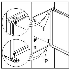 Technical diagram showing two views of a structural component with labeled parts I and P, including directional arrows and annotations.
