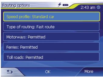 BLAUPUNKT TRAVELPILOT LUCCA MP3 - Modifier les options de route - 1