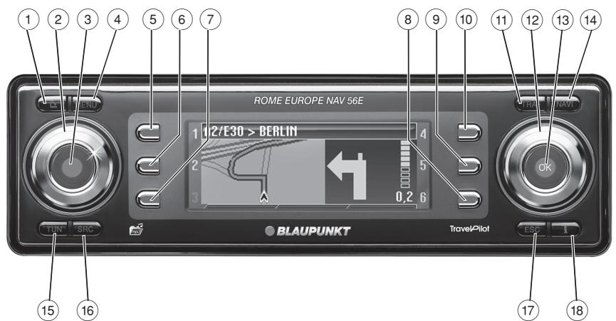 BLAUPUNKT TRAVELPILOT ROME EUROPE NAV56E - Eléments de commande - 1