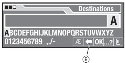 BLAUPUNKT TRAVELPILOT ROME EUROPE NAV56E - Effacer les caractères dans la saisie du texte - 1