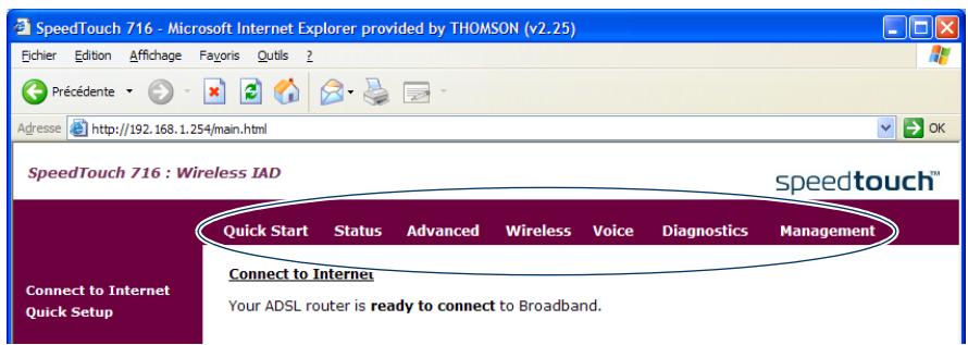 ALCATEL-LUCENT 716G - Navigation dans les pages Web SpeedTouch™ - 1