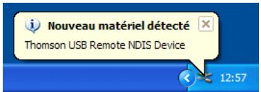 Nouveau matériel détecté Thomson USB Remote NDIS Device 12:57