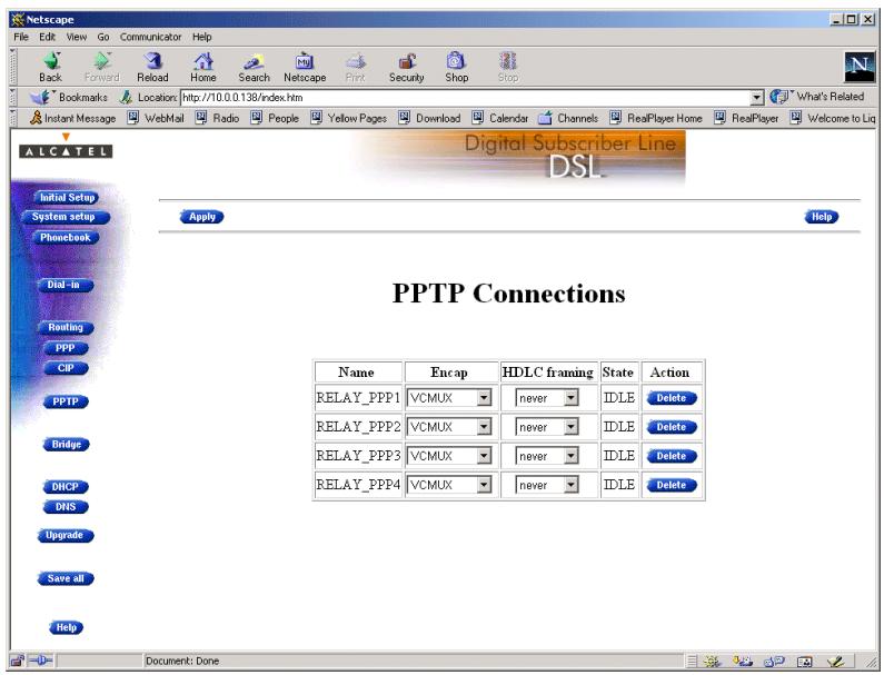 ALCATEL-LUCENT SPEEDTOUCH HOME - The 'PPTP' page - 1