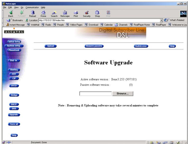 ALCATEL-LUCENT SPEEDTOUCH HOME - The 'Upgrade' page - 1