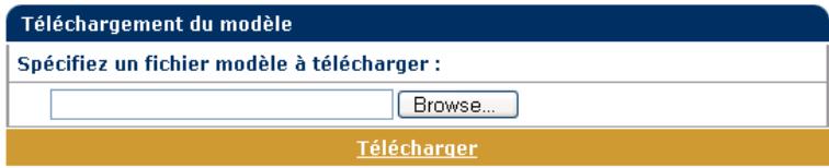 Téléchargement du modèle Spécifiez un fichier modèle à télécharger : Browse... Télécharger