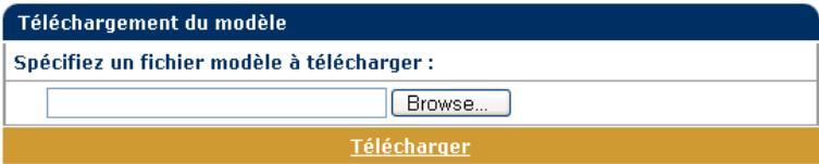 Téléchargement du modèle Spécifiez un fichier modèle à télécharger : Browse... Télécharger