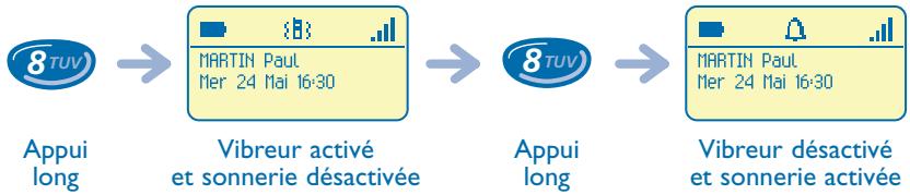 ALCATEL-LUCENT MOBILE 100 REFLEXES - ■ Activer le vibreur ou la sonnerie (Mobile 200) : - 1