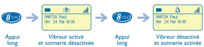 ALCATEL-LUCENT MOBILE 200 REFLEXES - Activer le vibreur ou la sonnerie (mobile 200): - 1