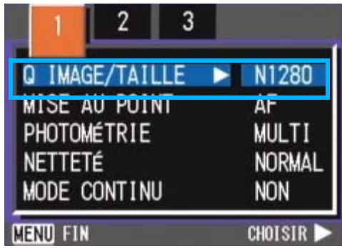 RICOH CAPILO RX - Sélectionnez [Q IMAGE/TAILLE] et appuyez sur la touche OK ou ▷. - 1