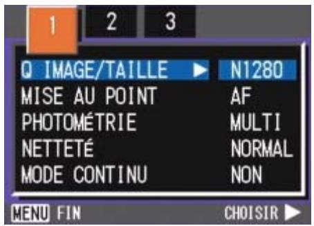 RICOH CAPILO RX - Menu Prise de vue (Lorsque l'appareil est en mode Prise de vue) - 1