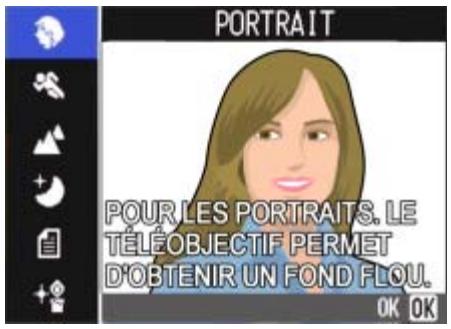 RICOH CAPILO RX - Ecran de selection de scènes (Lorsque l'appareil est en mode Scène) - 1