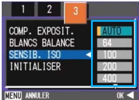 RICOH CAPILO RX - Utilisation du menu prise de vue (Sensibilité ISO) - 3