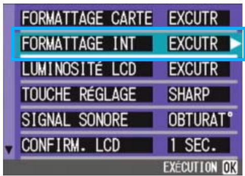 RICOH CAPILO RX - Sélectionnez [FOMATTAGE INT] et appuyez sur la touche OK. - 1