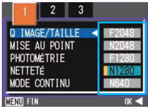 RICOH CAPILO RX - Sélectionnez [Q IMAGE/TAILLE] et appuyez sur la touche OK ou ▷. - 2