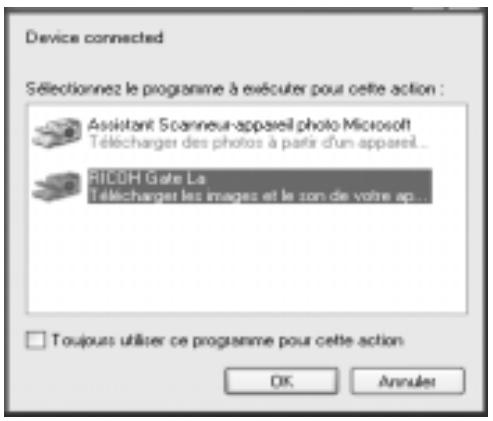 RICOH GR DIGITAL - Sélectionnez [RICOH Gate La], cochez la case [Toujours utiliser ce programme pour cette action] puis cliquez sur [OK]. - 1