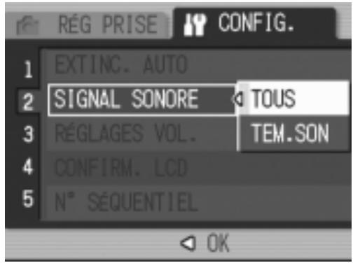RICOH GR DIGITAL - Pour changer le réglage du signal sonore (SIGNAL SONORE) - 1
