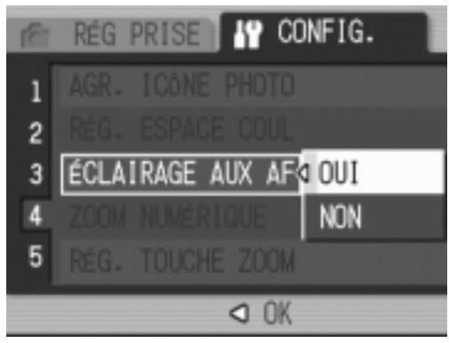 RICOH GR DIGITAL - Paramétrage de l'éclairage d'appoint AF (ÉCLAIRAGE AUX. AF) - 1