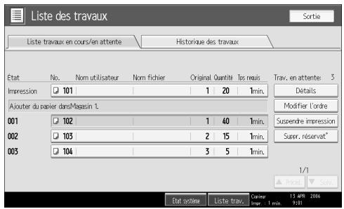 RICOH MP C4500 COPY DOCUMENT SERVER REFERENCE - Mise en attente d'un travail - 1