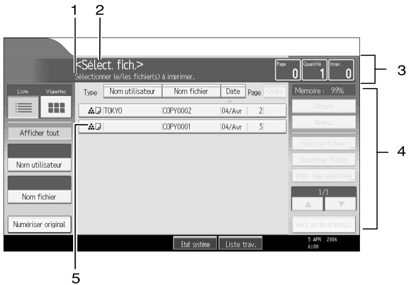 RICOH MP C4500 COPY DOCUMENT SERVER REFERENCE - Affichage initial du Serveur de documents - 1