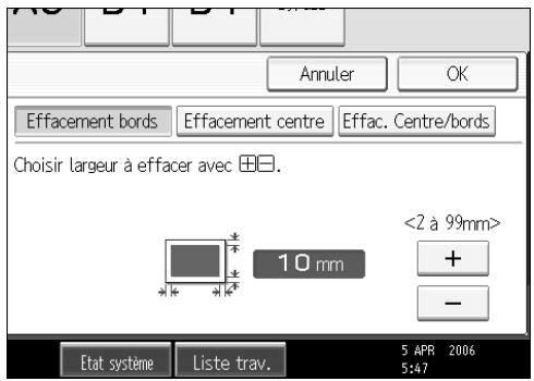 RICOH MP C4500 COPY DOCUMENT SERVER REFERENCE - Définissez la largeur de la cordure à l'aide de [+] ou de [—]. - 1