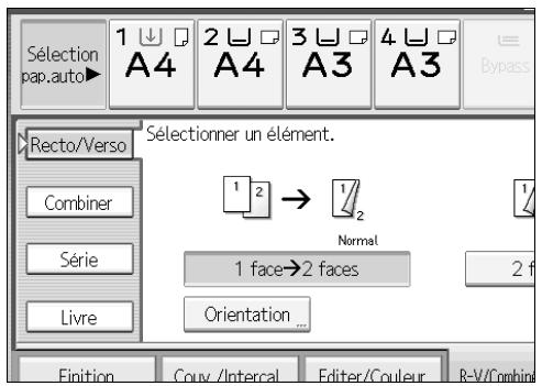 RICOH MP C4500 COPY DOCUMENT SERVER REFERENCE - Sélectionnez [1 face  2 faces] ou [2 faces  2 faces]. - 1