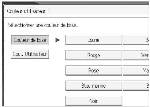 RICOH MP C4500 COPY DOCUMENT SERVER REFERENCE - Sélectionnez la couleur à utiliser comme base d'enregistrement pour les couleurs de base et d'utilisateur. - 1
