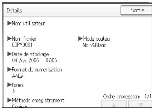 RICOH MP C4500 COPY DOCUMENT SERVER REFERENCE - Vérification des détails d'un document stocké - 2