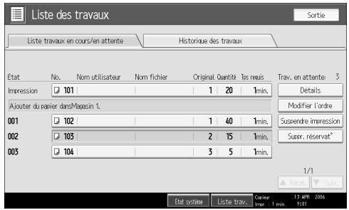 RICOH MP C4500 COPY DOCUMENT SERVER REFERENCE - Changement de l'ordre des travaux - 1