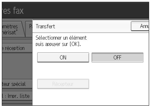 res fax mètres nérésat® P: Reception Sélectionner un élément puis appuyer sur [OK]. ON OFF Récepteur