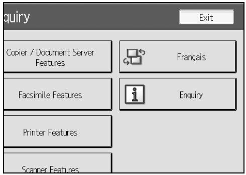 quiry Exit Copier / Document Server Features Français Facsimile Features Enquiry Printer Features Scanner Features