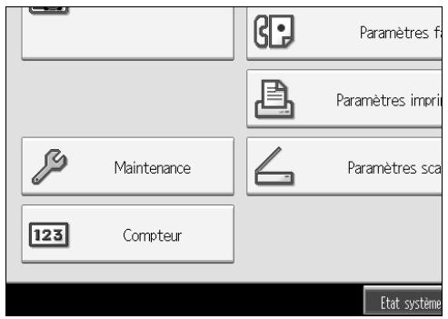 Paramètres f Paramètres imprin Maintenance Paramètres sca 123 Compteur Etat système