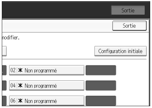 Sortie Sortie modifier. Configuration initiale 02 * Non programmé 04 * Non programmé 06 * Non programmé