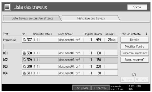 RICOH MP C4500 PRINTER REFERENCE - Suppression de travaux - 1