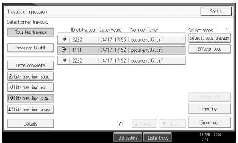 RICOH MP C4500 PRINTER REFERENCE - Sélectionnez le fichier que vous poulez imprimer et appuyez sur [Imprimer]. - 1