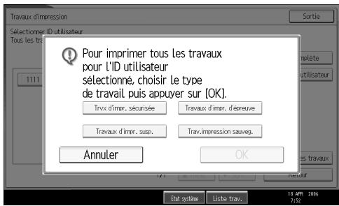 RICOH MP C4500 PRINTER REFERENCE - Sélectionnez le type de travail d'impression souhaité puis appuyez sur [OK]. - 1