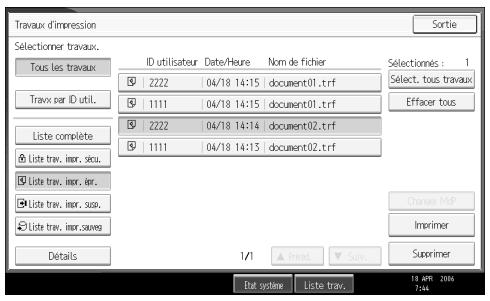 RICOH MP C4500 PRINTER REFERENCE - Sélectionnez le fichier que vous voulez imprimer et appuyez sur [imprimer]. - 1