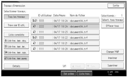 RICOH MP C4500 PRINTER REFERENCE - Sélectionnez le fichier que vous poulez imprimer et appuyez sur [Imprimer]. - 1