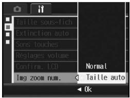 RICOH R8 - Appuyez sur la touche adj./ok ∇ pour sélectionner [img zoom num.], puis appuyez sur la touche. - 1