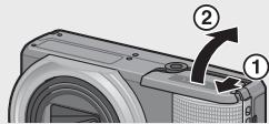 RICOH CX3 - Insertion de la batterie rechargeable et de la carte mémoire SD - 1