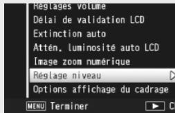 RICOH CX3 - Sélectionnez [Réglage niveau] dans le menu Config. (P.92) et appuyez sur la touche ADJ./OK - 1
