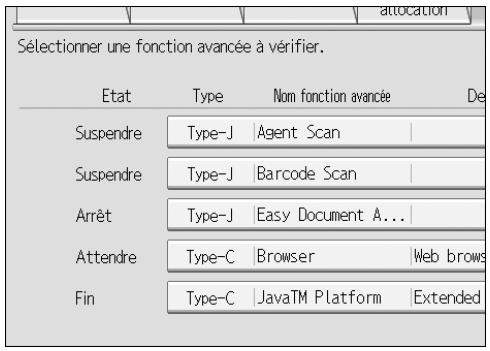 RICOH VM CARD - Sélectionnez la fonction avancée dont vous souhaitez consulter les informations. - 1