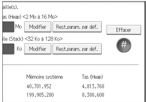 RICOH VM CARD - à l'aide des touches numériques du panneau de commande, saisissez les valeurs de "Taille Tas" et de "Taille Pile", puis appuyez sur [#. - 1