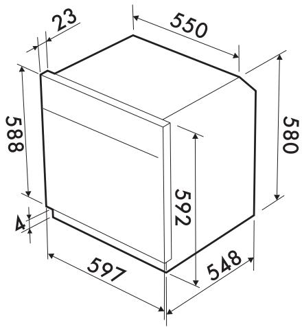SMEG SF341GGX - Abmessungen des Gerätes (mm) - 1