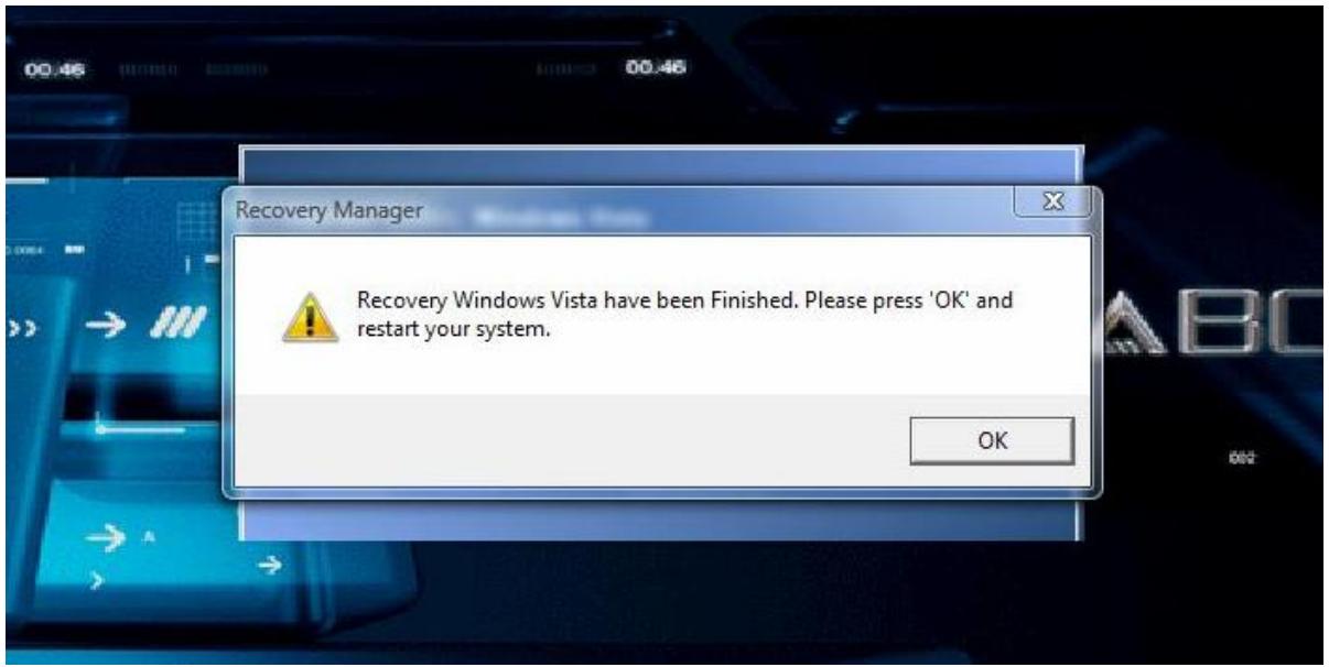 MSI NOTEBOOK RECOVERY HOTKEY - System Recovery in process. - 2