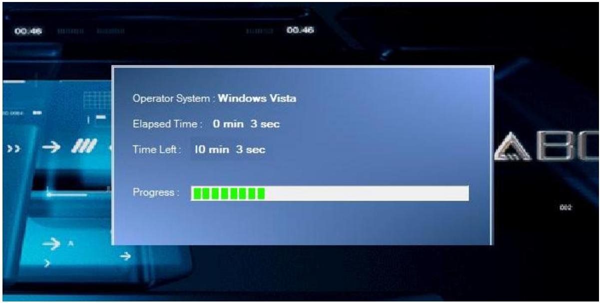 Operator System : Windows Vista Elapsed Time : 0 min 3 sec Time Left : 10 min 3 sec Progress :