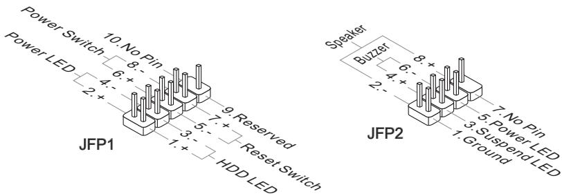 MSI 880GM-E41 - Front Panel Connector: JFP1, JFP2 - 1
