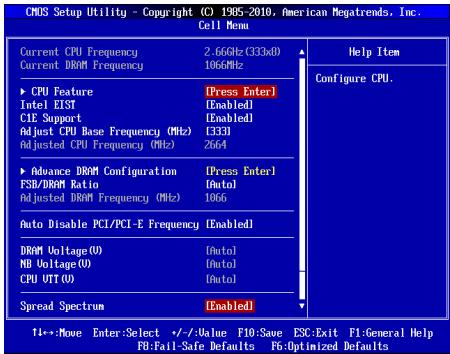 MSI G41M-P33 COMBO - Cell Menu - 1
