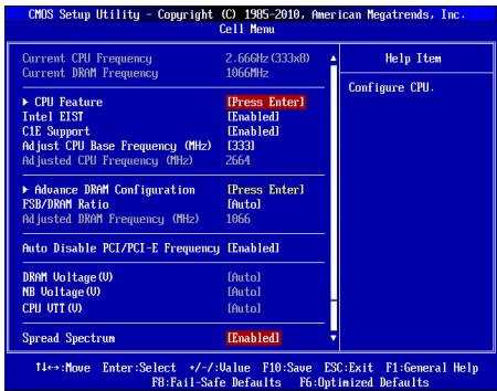MSI G41M-P33 COMBO - Cell Menu - 1