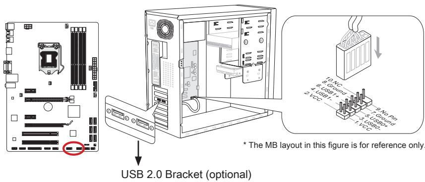 MSI Z77A-G41,  Z77A-G41,  Z77A-G43 GAMING,  Z77A-G45 GAMING,  Z77A-G45 THUNDERBOLT,  Z77A-GD55,  Z77A-GD65 GAMING,  Z77A-GD80 - JUSB1~2: USB 2.0 Expansion Connectors - 1