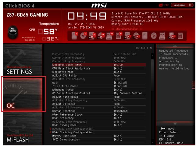 MSI Z87-GD65 - OC Menu - 1